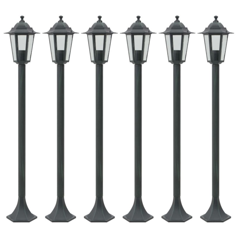 vidaXL Farolas de jardín aluminio verde oscuro E27 110 cm 6 unidades vidaXL Farolas de jardín aluminio verde oscuro E27 110 cm 6 unidades
