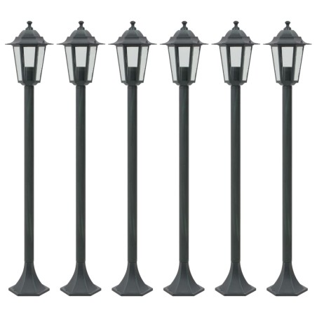 vidaXL Farolas de jardín aluminio verde oscuro E27 110 cm 6 unidades