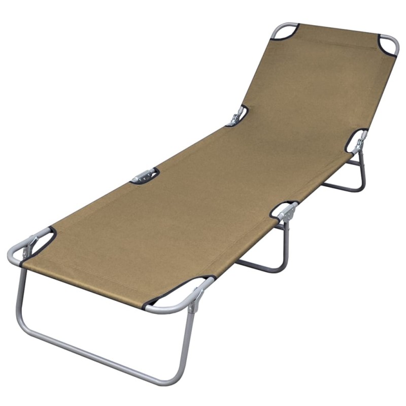 vidaXL Tumbona plegable con respaldo ajustable gris topo vidaXL Tumbona plegable con respaldo ajustable gris topo