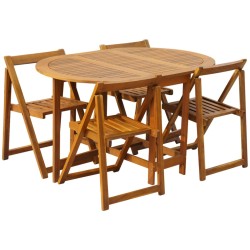 vidaXL Set comedor de jardín plegable 5 piezas madera maciza de acacia