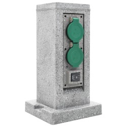 vidaXL Enchufe de jardín con sensor de ocaso columna plástico