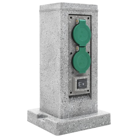 vidaXL Enchufe de jardín con sensor de ocaso columna plástico