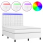 vidaXL Cama box spring colchón y LED cuero sintético blanco 140x200 cm vidaXL Cama box spring colchón y LED cuero sintético blanco 140x200 cm