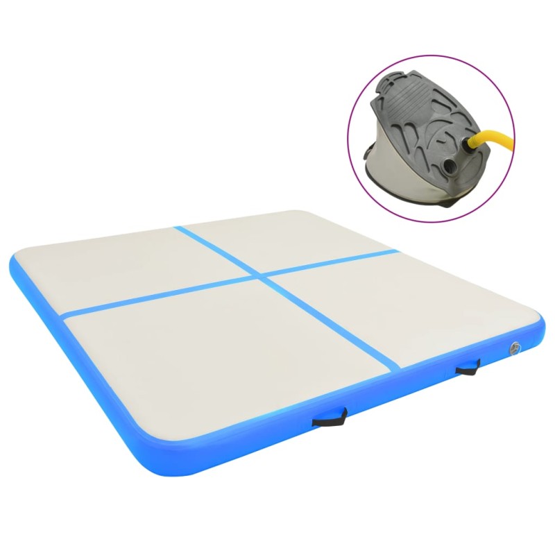 vidaXL Esterilla inflable de gimnasia con bomba PVC azul 200x200x20 cm vidaXL Esterilla inflable de gimnasia con bomba PVC azul 200x200x20 cm