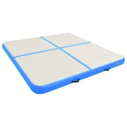 vidaXL Esterilla inflable de gimnasia con bomba PVC azul 200x200x20 cm