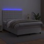 vidaXL Cama box spring colchón y LED cuero sintético blanco 140x200 cm vidaXL Cama box spring colchón y LED cuero sintético blanco 140x200 cm