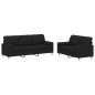 vidaXL Juego de sofás con cojines 2 piezas tela negro vidaXL Juego de sofás con cojines 2 piezas tela negro