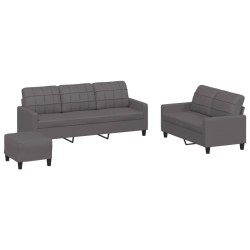 vidaXL Juego de sofás con cojines 3 piezas cuero sintético gris