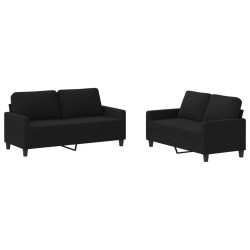 vidaXL Juego de sofás con cojines 2 piezas tela negro