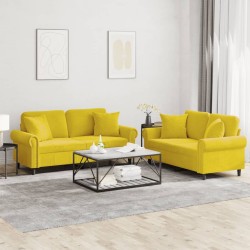 vidaXL Juego de sofás con cojines 2 piezas terciopelo amarillo