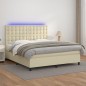 vidaXL Cama box spring colchón y LED cuero sintético crema 180x200 cm vidaXL Cama box spring colchón y LED cuero sintético crema 180x200 cm
