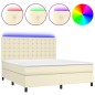 vidaXL Cama box spring colchón y LED cuero sintético crema 180x200 cm vidaXL Cama box spring colchón y LED cuero sintético crema 180x200 cm