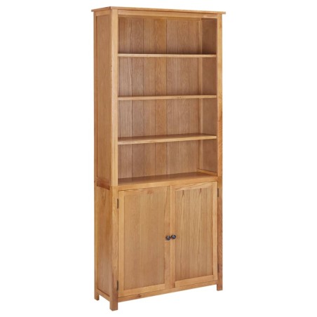 vidaXL Estantería con 2 puertas de madera maciza de roble 90x30x200 cm