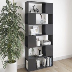 vidaXL Librería separador madera contrachapada gris brillo 80x24x186cm