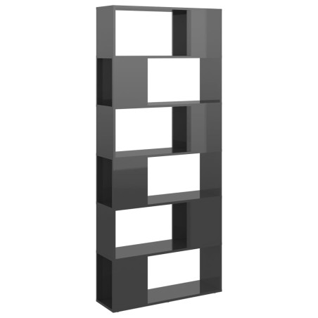 vidaXL Librería separador madera contrachapada gris brillo 80x24x186cm