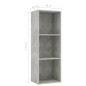 vidaXL Estantería de 3 niveles contrachapada gris hormigón 40x30x114cm vidaXL Estantería de 3 niveles contrachapada gris hormigón 40x30x114cm