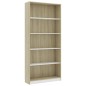 vidaXL Estantería 5 niveles contrachapada blanca y roble 80x24x175 cm vidaXL Estantería 5 niveles contrachapada blanca y roble 80x24x175 cm