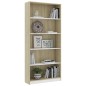 vidaXL Estantería 5 niveles contrachapada blanca y roble 80x24x175 cm vidaXL Estantería 5 niveles contrachapada blanca y roble 80x24x175 cm