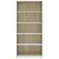 vidaXL Estantería 5 niveles contrachapada blanca y roble 80x24x175 cm vidaXL Estantería 5 niveles contrachapada blanca y roble 80x24x175 cm