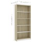 vidaXL Estantería 5 niveles contrachapada blanca y roble 80x24x175 cm vidaXL Estantería 5 niveles contrachapada blanca y roble 80x24x175 cm