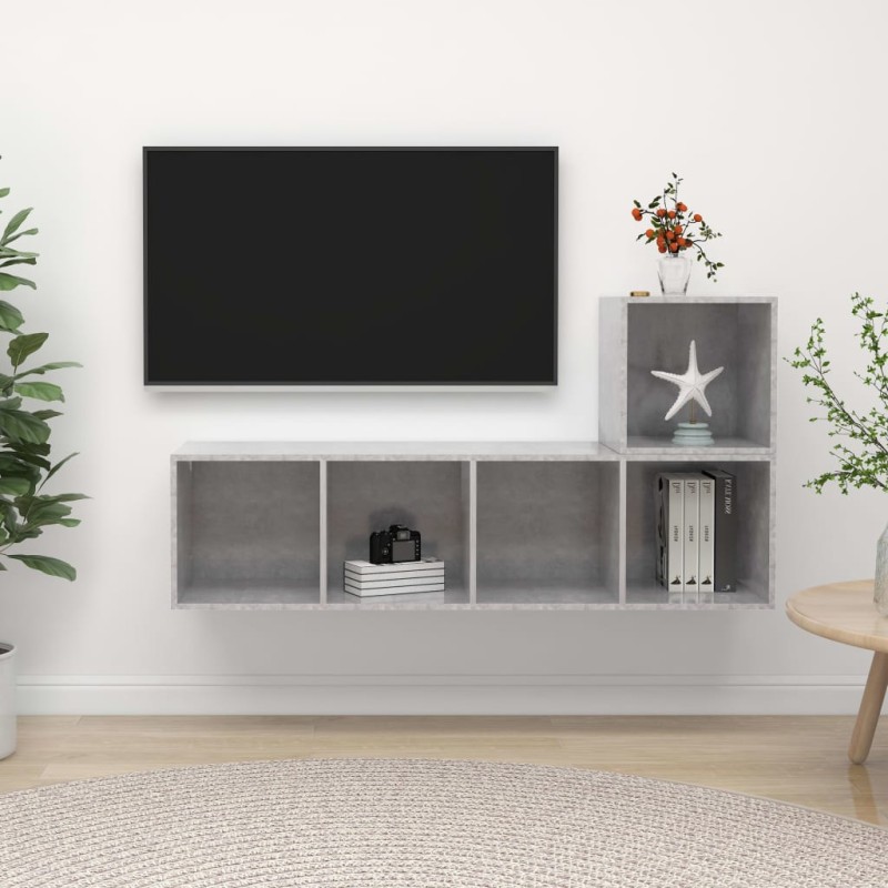 vidaXL Set de muebles de salón 2 pzas madera ingeniería gris hormigón vidaXL Set de muebles de salón 2 pzas madera ingeniería gris hormigón