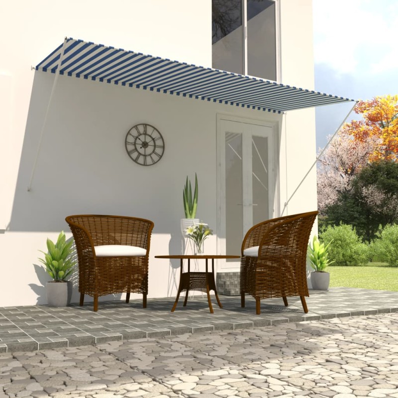 vidaXL Toldo retráctil 300x150 cm azul y blanco vidaXL Toldo retráctil 300x150 cm azul y blanco
