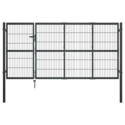 vidaXL Puerta de valla de jardín con postes acero antracita 350x120 cm