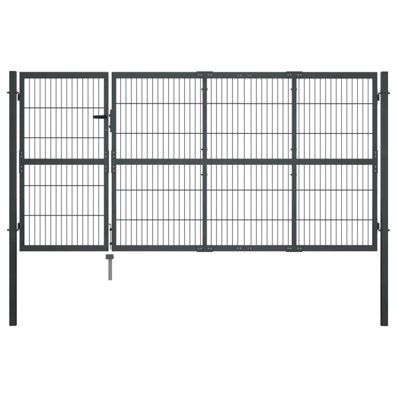 vidaXL Puerta de valla de jardín con postes acero antracita 350x120 cm