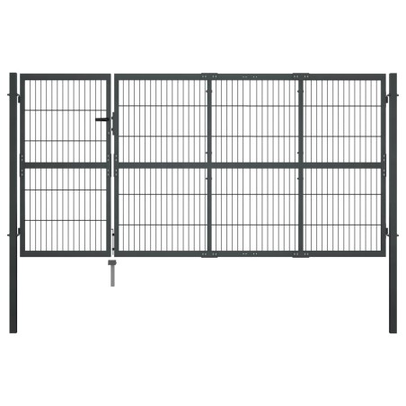vidaXL Puerta de valla de jardín con postes acero antracita 350x120 cm