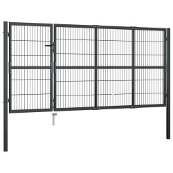 vidaXL Puerta de valla de jardín con postes acero antracita 350x120 cm