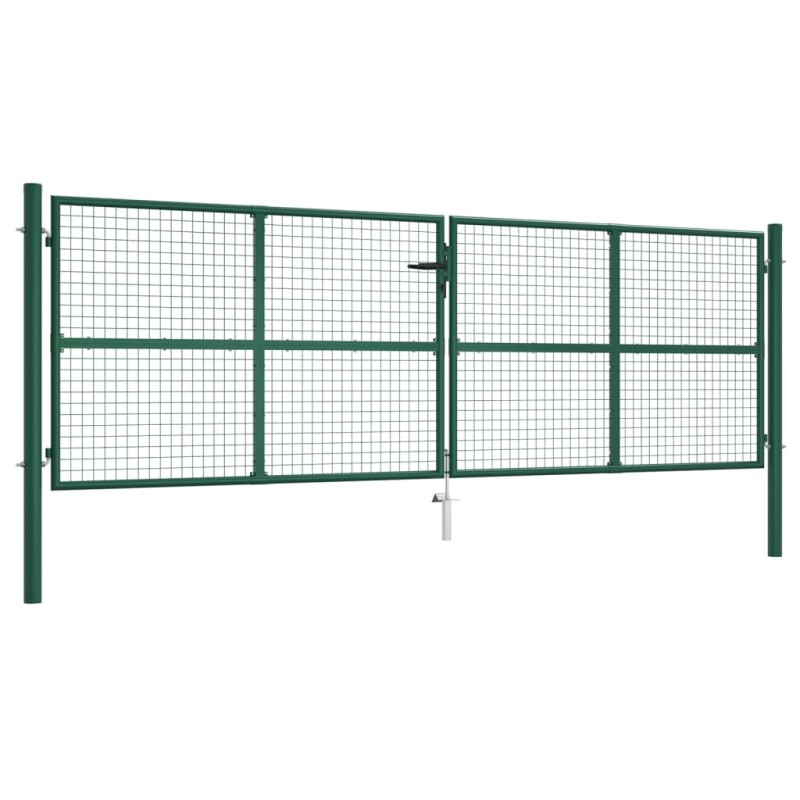 vidaXL Puerta de malla para jardín de acero verde 400x125 cm vidaXL Puerta de malla para jardín de acero verde 400x125 cm