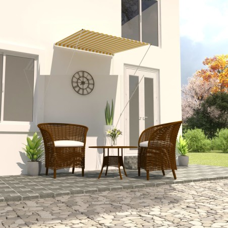 vidaXL Toldo retráctil amarillo y blanco 100x150 cm
