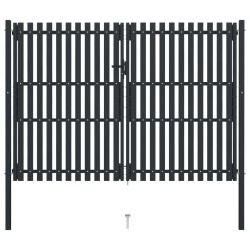 vidaXL Cancela doble de valla de acero gris antracita 306x250 cm 