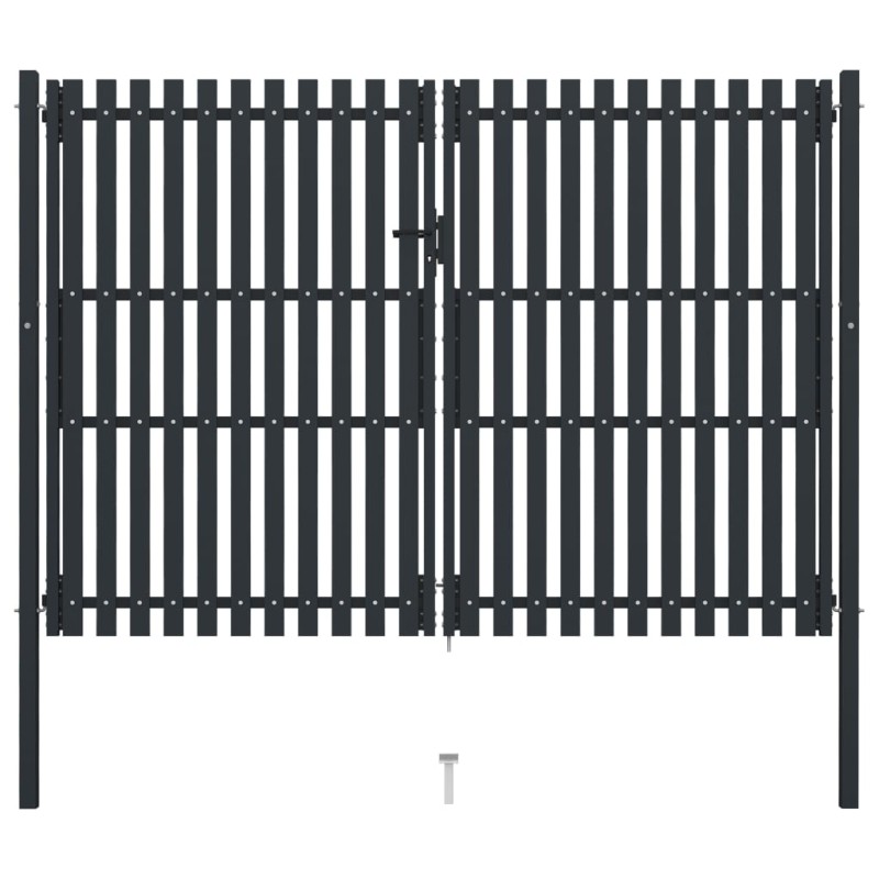 vidaXL Cancela doble de valla de acero gris antracita 306x250 cm 