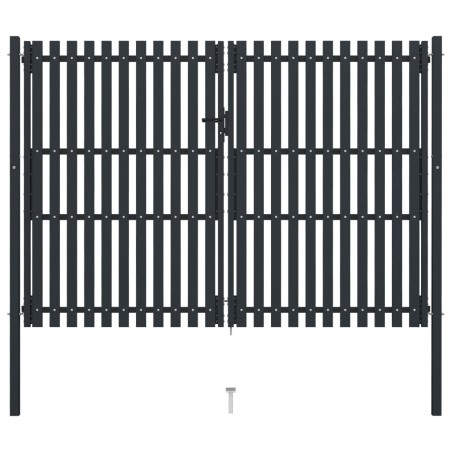 vidaXL Cancela doble de valla de acero gris antracita 306x250 cm 