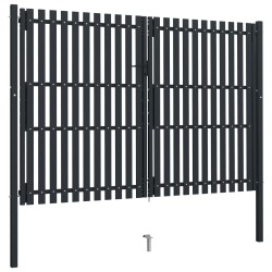 vidaXL Cancela doble de valla de acero gris antracita 306x250 cm 