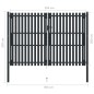 vidaXL Cancela doble de valla de acero gris antracita 306x250 cm 