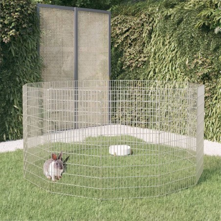 vidaXL Jaula para conejos 12 paneles hierro galvanizado 54x100 cm
