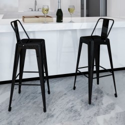 vidaXL Taburetes de cocina 2 unidades de acero negro 