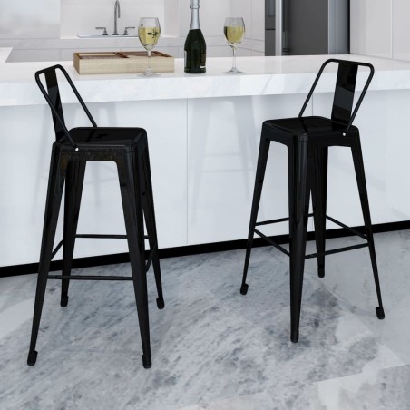 vidaXL Taburetes de cocina 2 unidades de acero negro 