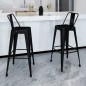 vidaXL Taburetes de cocina 2 unidades de acero negro vidaXL Taburetes de cocina 2 unidades de acero negro