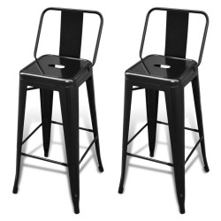 vidaXL Taburetes de cocina 2 unidades de acero negro 