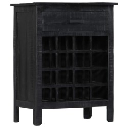 vidaXL Botellero de madera de mango maciza negro 56x35x75 cm