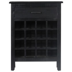 vidaXL Botellero de madera de mango maciza negro 56x35x75 cm