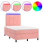 vidaXL Cama box spring colchón y LED terciopelo rosa 120x200 cm vidaXL Cama box spring colchón y LED terciopelo rosa 120x200 cm