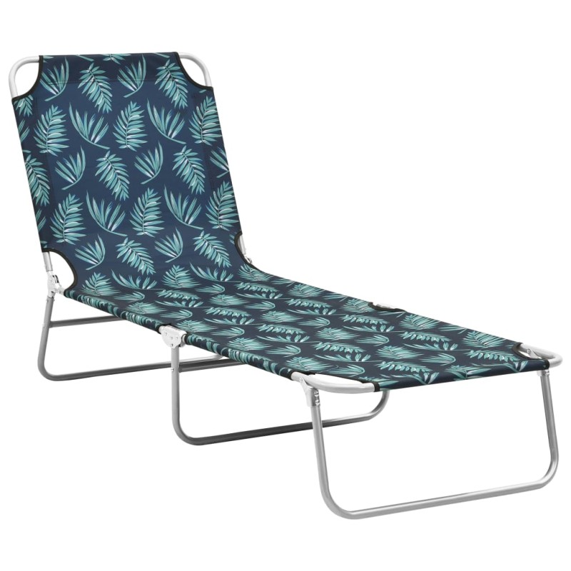 vidaXL Tumbona plegable de acero y tela con estampado de hojas vidaXL Tumbona plegable de acero y tela con estampado de hojas