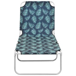 vidaXL Tumbona plegable de acero y tela con estampado de hojas