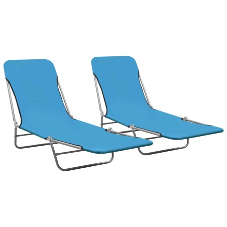 vidaXL Tumbonas plegables 2 unidades acero y tela azul
