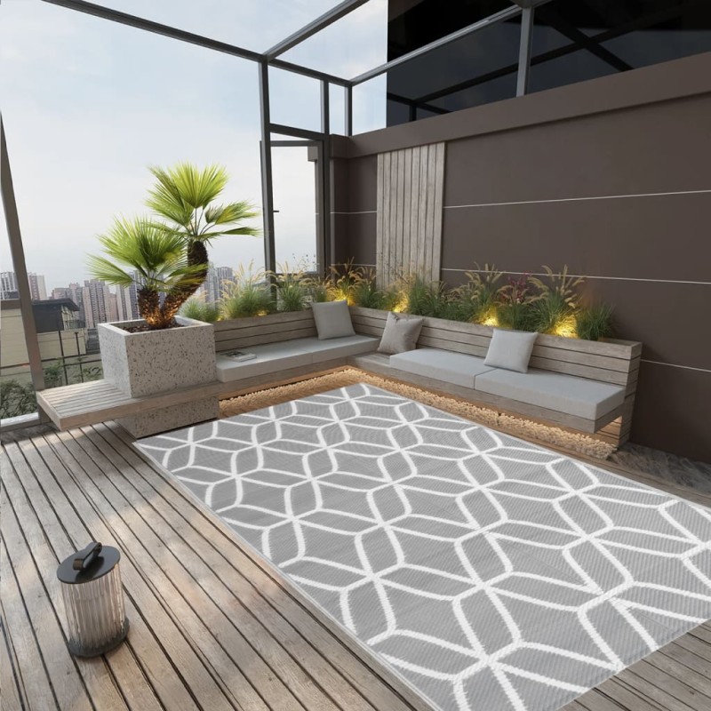 vidaXL Alfombra de exterior PP gris 140x200 cm vidaXL Alfombra de exterior PP gris 140x200 cm