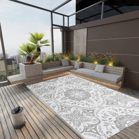 vidaXL Alfombra de exterior PP gris 140x200 cm